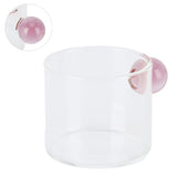 Teacup Glass Mug Transparent Heat Resistant Glass Coffee Cup with Ball Handle 120mlPink Handle - 45-Degree Angle