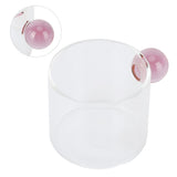 Teacup Glass Mug Transparent Heat Resistant Glass Coffee Cup with Ball Handle 120mlPink Handle