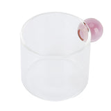 Teacup Glass Mug Transparent Heat Resistant Glass Coffee Cup with Ball Handle 120mlPink Handle