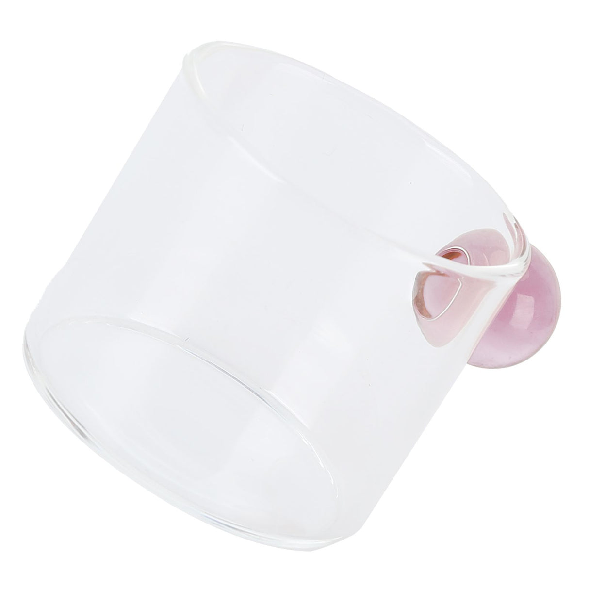 Teacup Glass Mug Transparent Heat Resistant Glass Coffee Cup with Ball Handle 120mlPink Handle