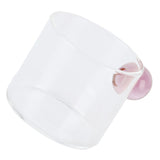 Teacup Glass Mug Transparent Heat Resistant Glass Coffee Cup with Ball Handle 120mlPink Handle - Low Angle