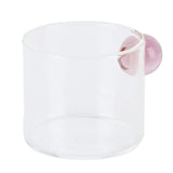 Teacup Glass Mug Transparent Heat Resistant Glass Coffee Cup with Ball Handle 120mlPink Handle