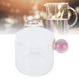 Teacup Glass Mug Transparent Heat Resistant Glass Coffee Cup with Ball Handle 120mlPink Handle