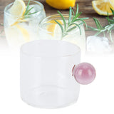 Teacup Glass Mug Transparent Heat Resistant Glass Coffee Cup with Ball Handle 120mlPink Handle - Extra Image