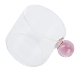 Teacup Glass Mug Transparent Heat Resistant Glass Coffee Cup with Ball Handle 120mlPink Handle