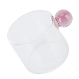 Teacup Glass Mug Transparent Heat Resistant Glass Coffee Cup with Ball Handle 120mlPink Handle - Extra Image