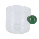Teacup Glass Mug Transparent Heat Resistant Glass Coffee Cup with Ball Handle 120mlGreen Handle