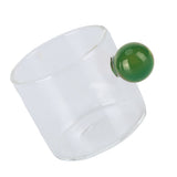 Teacup Glass Mug Transparent Heat Resistant Glass Coffee Cup with Ball Handle 120mlGreen Handle