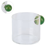 Teacup Glass Mug Transparent Heat Resistant Glass Coffee Cup with Ball Handle 120mlGreen Handle - 45-Degree Angle