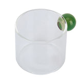 Teacup Glass Mug Transparent Heat Resistant Glass Coffee Cup with Ball Handle 120mlGreen Handle