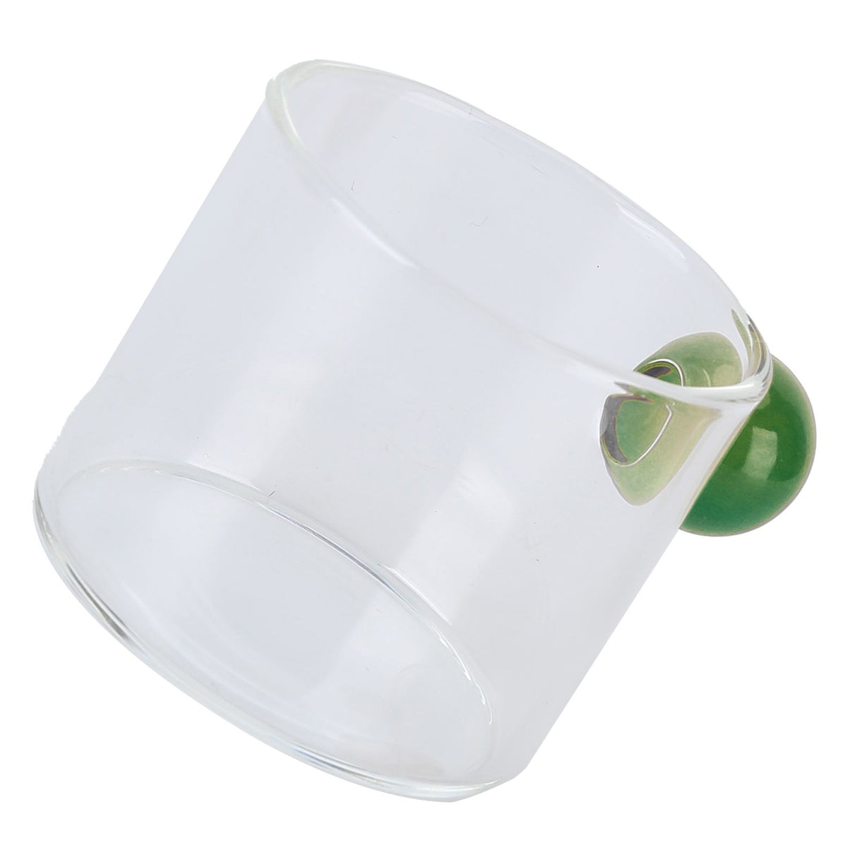 Teacup Glass Mug Transparent Heat Resistant Glass Coffee Cup with Ball Handle 120mlGreen Handle