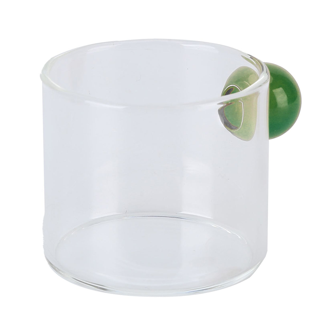 Teacup Glass Mug Transparent Heat Resistant Glass Coffee Cup with Ball Handle 120mlGreen Handle