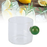 Teacup Glass Mug Transparent Heat Resistant Glass Coffee Cup with Ball Handle 120mlGreen Handle - Extra Image