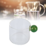 Teacup Glass Mug Transparent Heat Resistant Glass Coffee Cup with Ball Handle 120mlGreen Handle