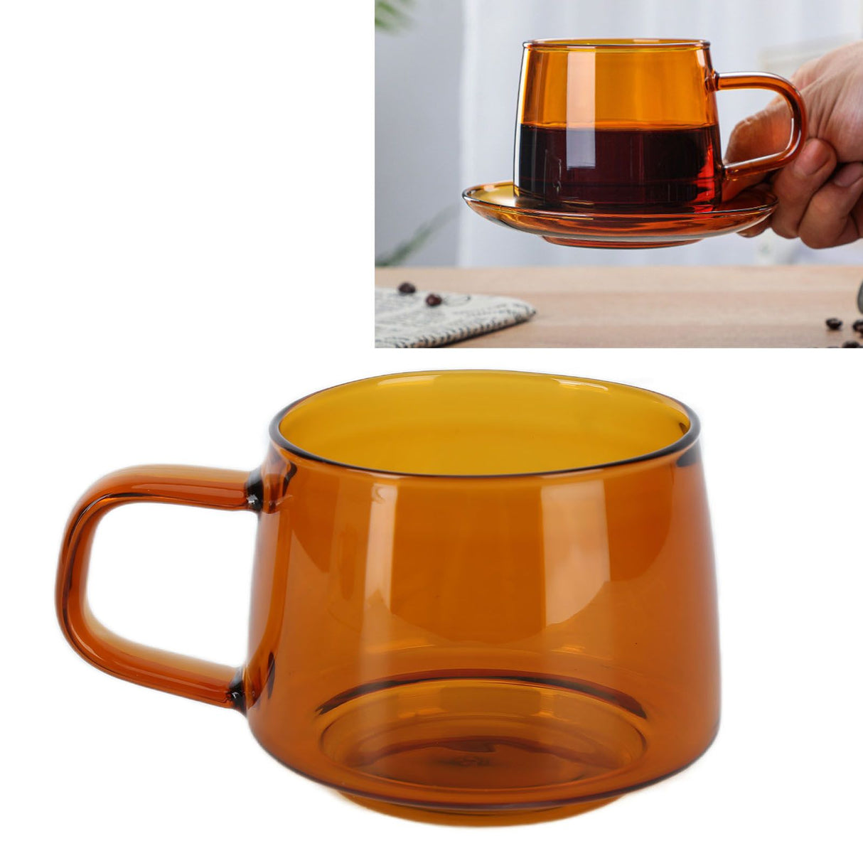 Transparent Coffee Cup 250ML Borosilicate Cup Glass Tea Water Milk Mug with HandleSuccinite