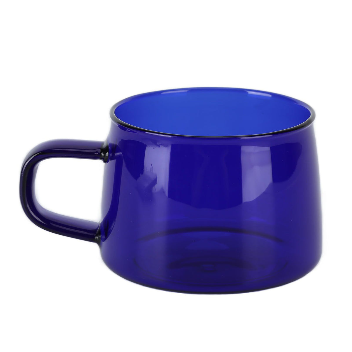Transparent Coffee Cup 250ML Borosilicate Cup Glass Tea Water Milk Mug with HandleBlue