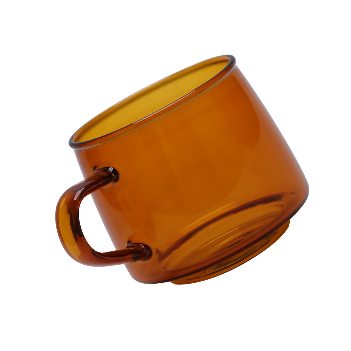 350ml Glass Coffee Cup Crystal Coffee Mug with Handle High Temperature Resistance for Home and CafeAmber