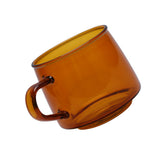 350ml Glass Coffee Cup Crystal Coffee Mug with Handle High Temperature Resistance for Home and CafeAmber - Front View