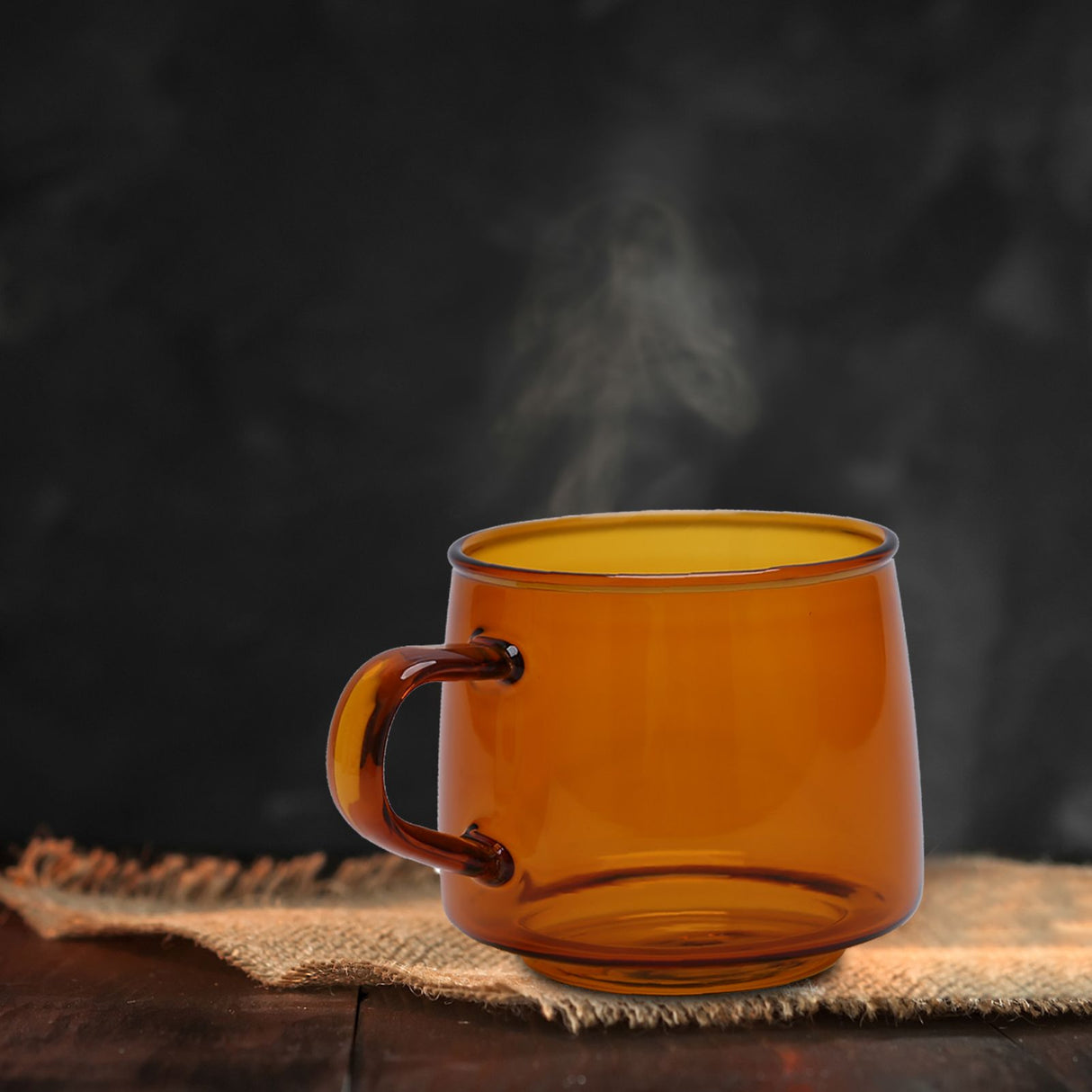 350ml Glass Coffee Cup Crystal Coffee Mug with Handle High Temperature Resistance for Home and CafeAmber