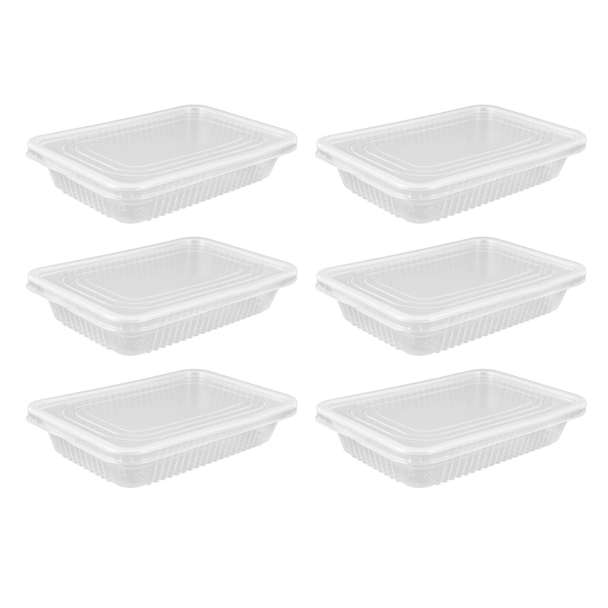 10PCS Disposable Lunch Box Microwavable Disposable Transparent Rectangular Food Container with Lid 500ML