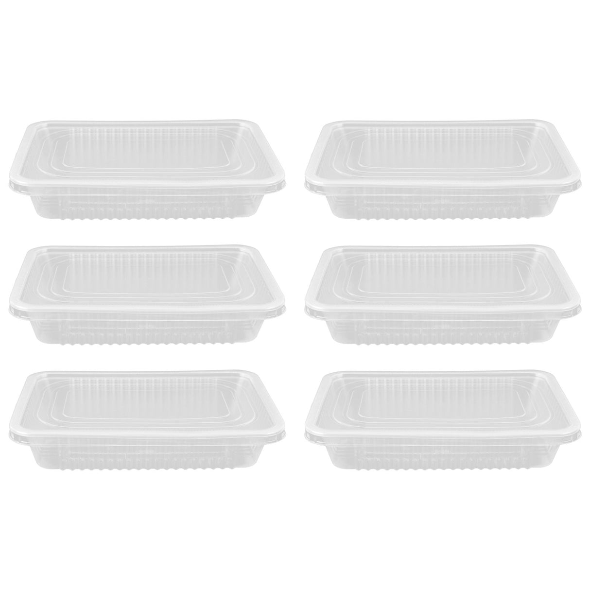 10PCS Disposable Lunch Box Microwavable Disposable Transparent Rectangular Food Container with Lid 500ML