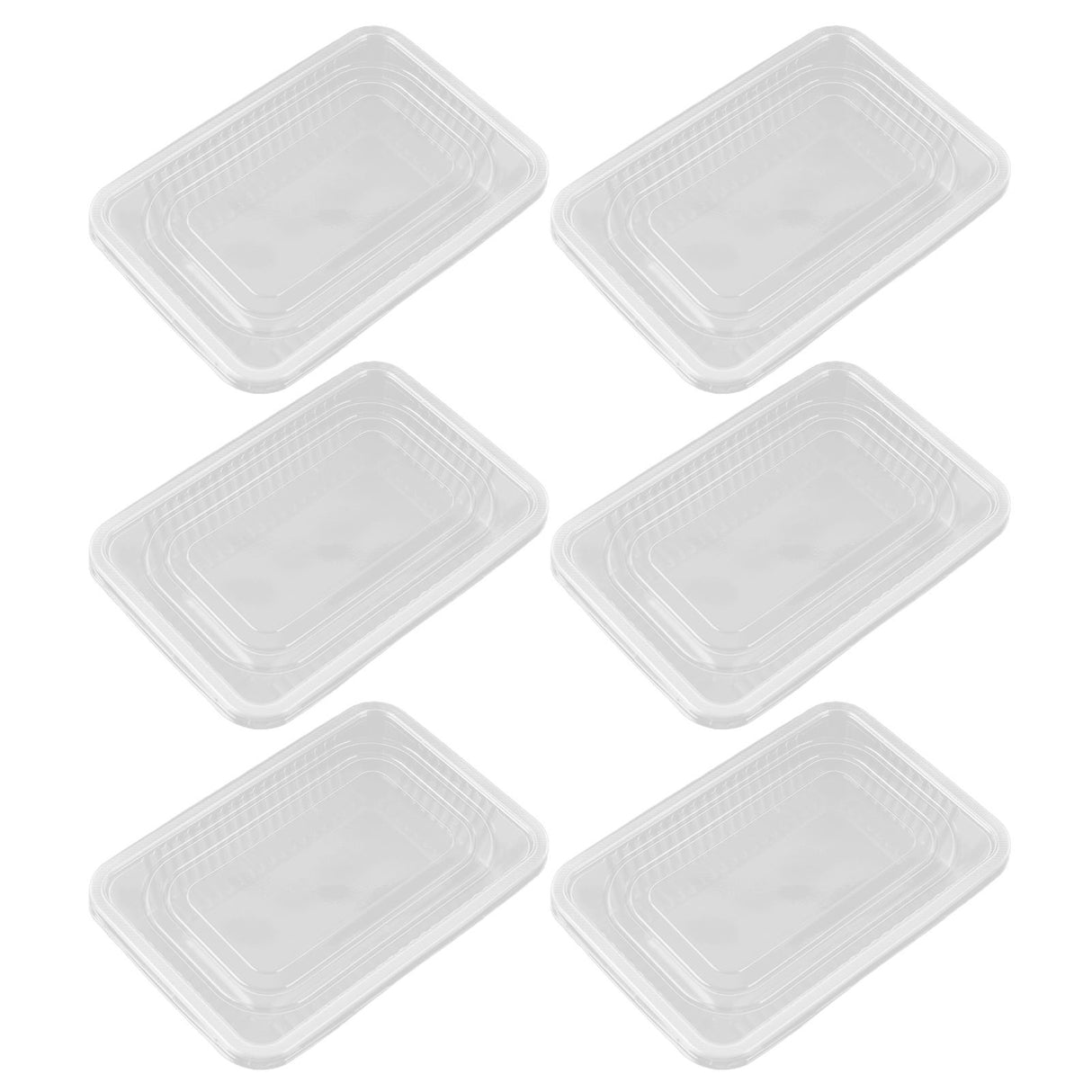 10PCS Disposable Lunch Box Microwavable Disposable Transparent Rectangular Food Container with Lid 500ML