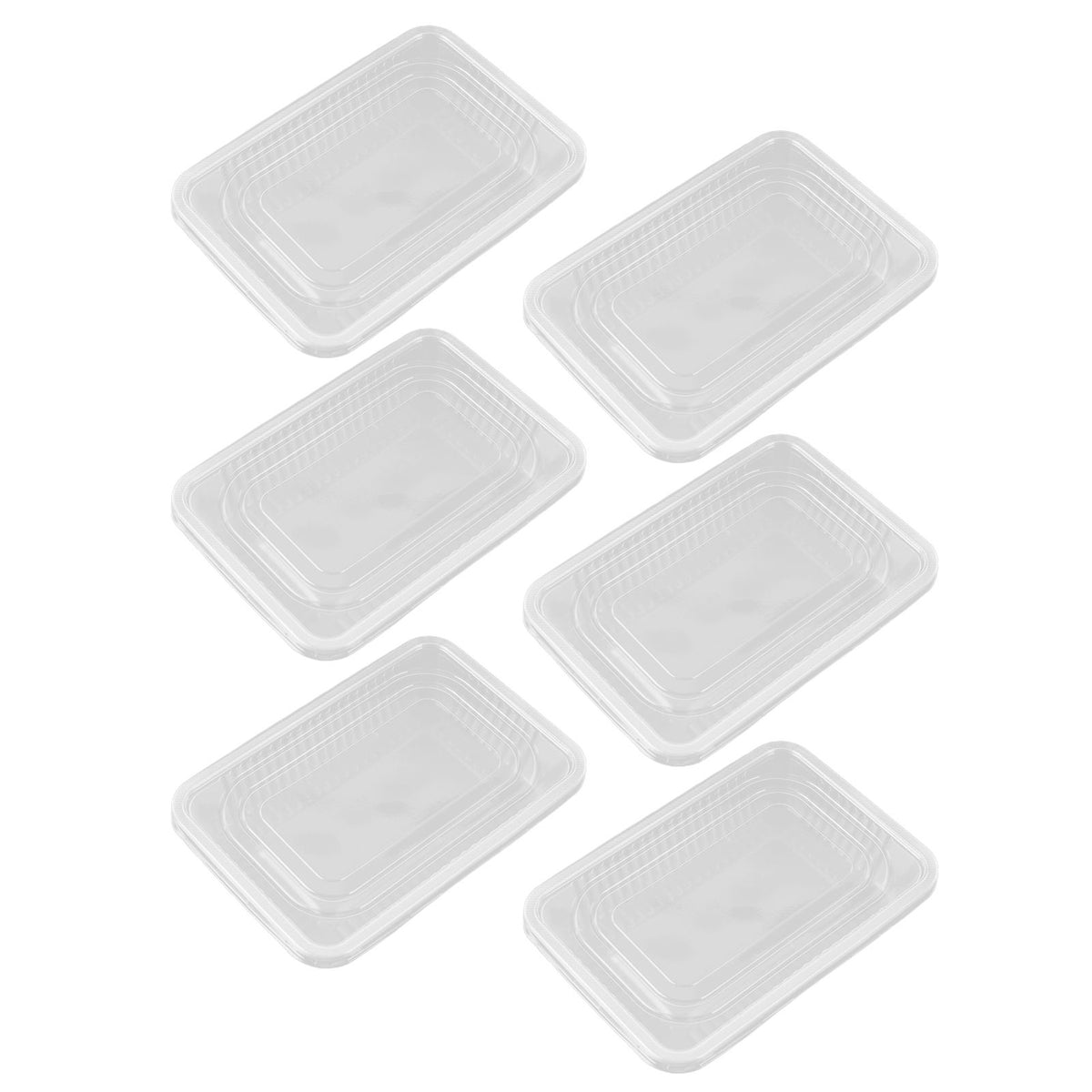 10PCS Disposable Lunch Box Microwavable Disposable Transparent Rectangular Food Container with Lid 500ML