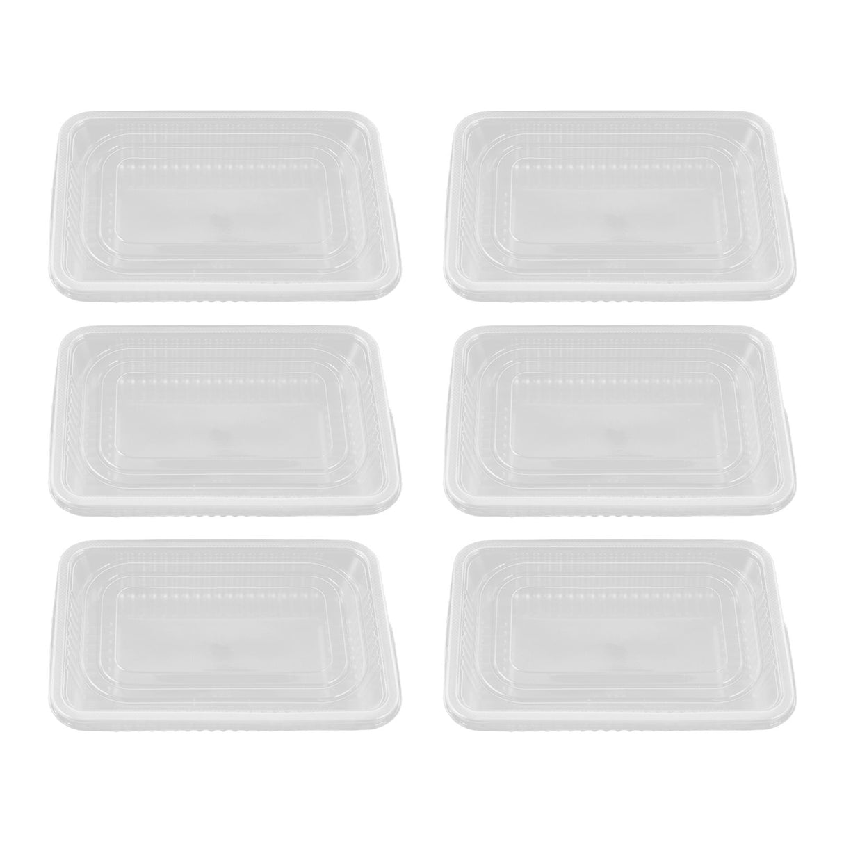 10PCS Disposable Lunch Box Microwavable Disposable Transparent Rectangular Food Container with Lid 500ML