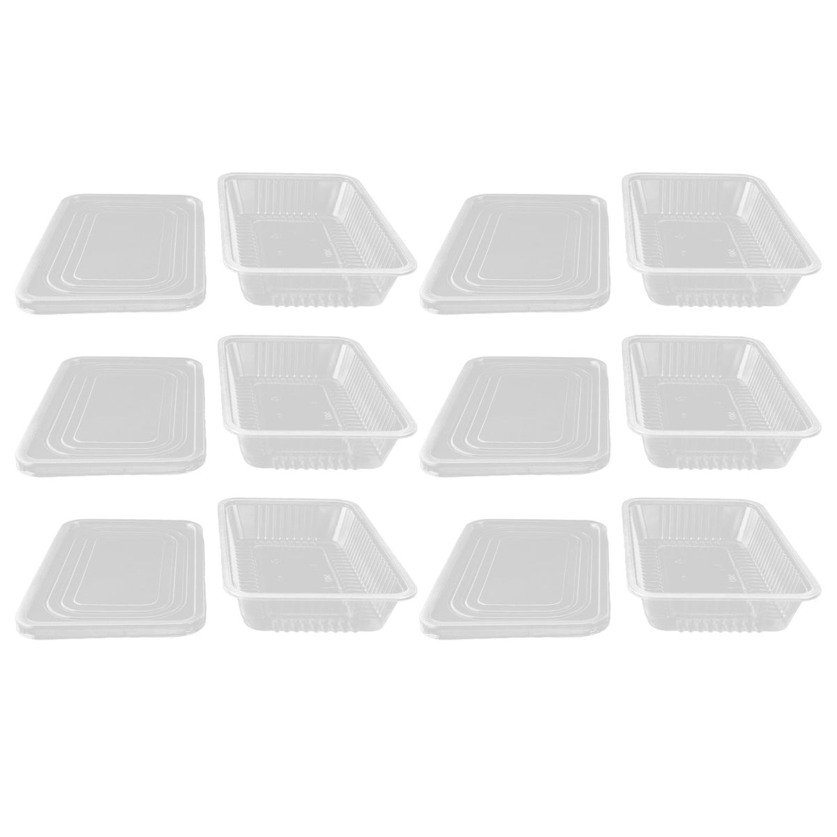 10PCS Disposable Lunch Box Microwavable Disposable Transparent Rectangular Food Container with Lid 500ML