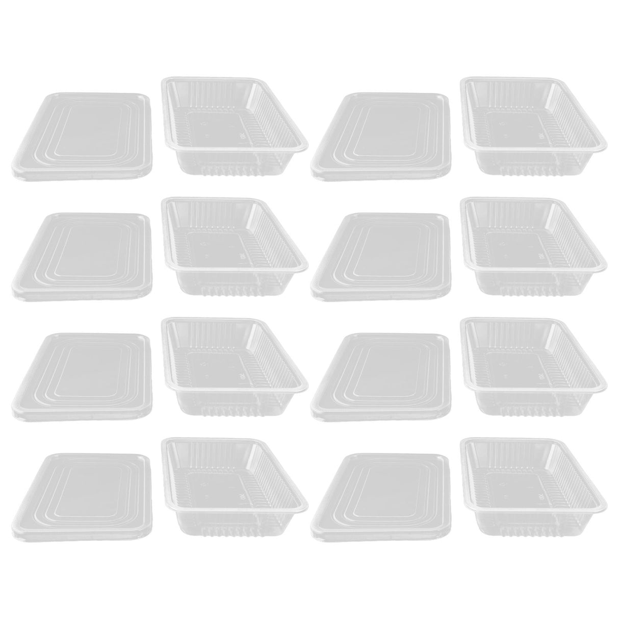 10PCS Disposable Lunch Box Microwavable Disposable Transparent Rectangular Food Container with Lid 500ML