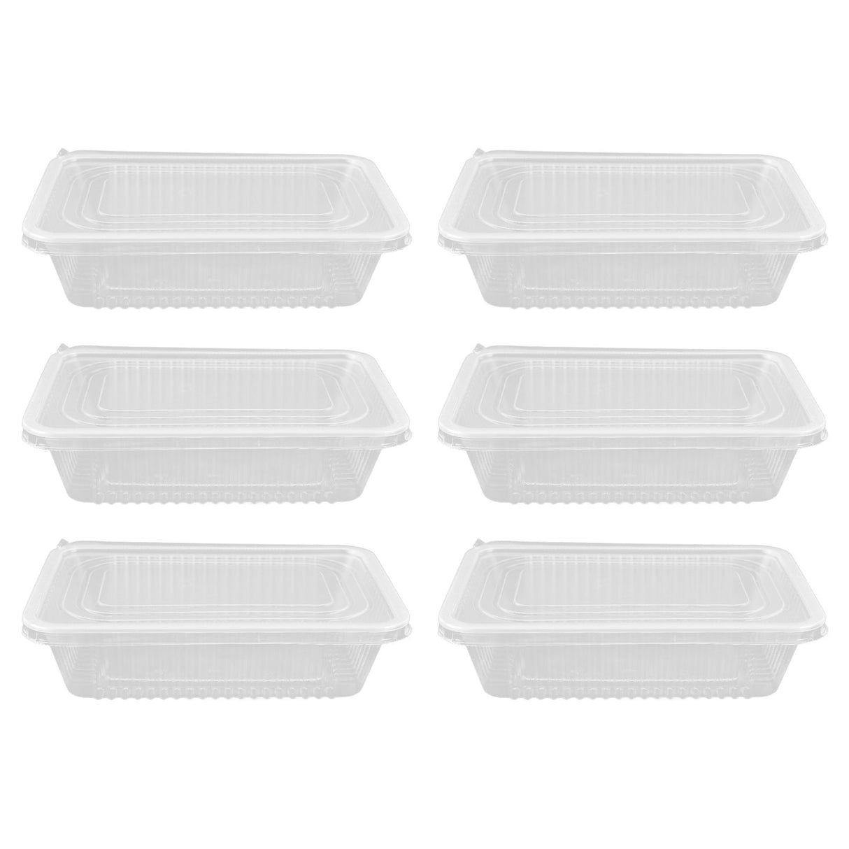 10PCS Disposable Lunch Box Microwavable Disposable Transparent Rectangular Food Container with Lid 650ML