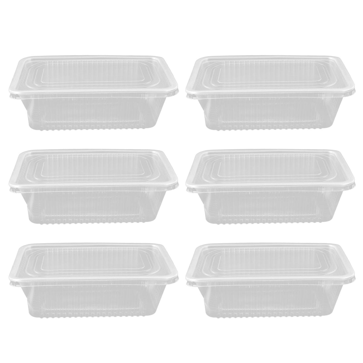 10PCS Disposable Lunch Box Microwavable Disposable Transparent Rectangular Food Container with Lid 750ML