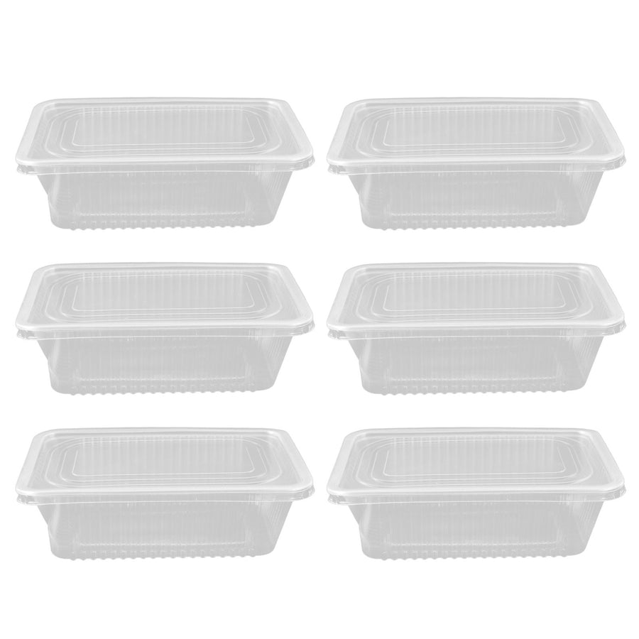 10PCS Disposable Lunch Box Microwavable Disposable Transparent Rectangular Food Container with Lid 750ML