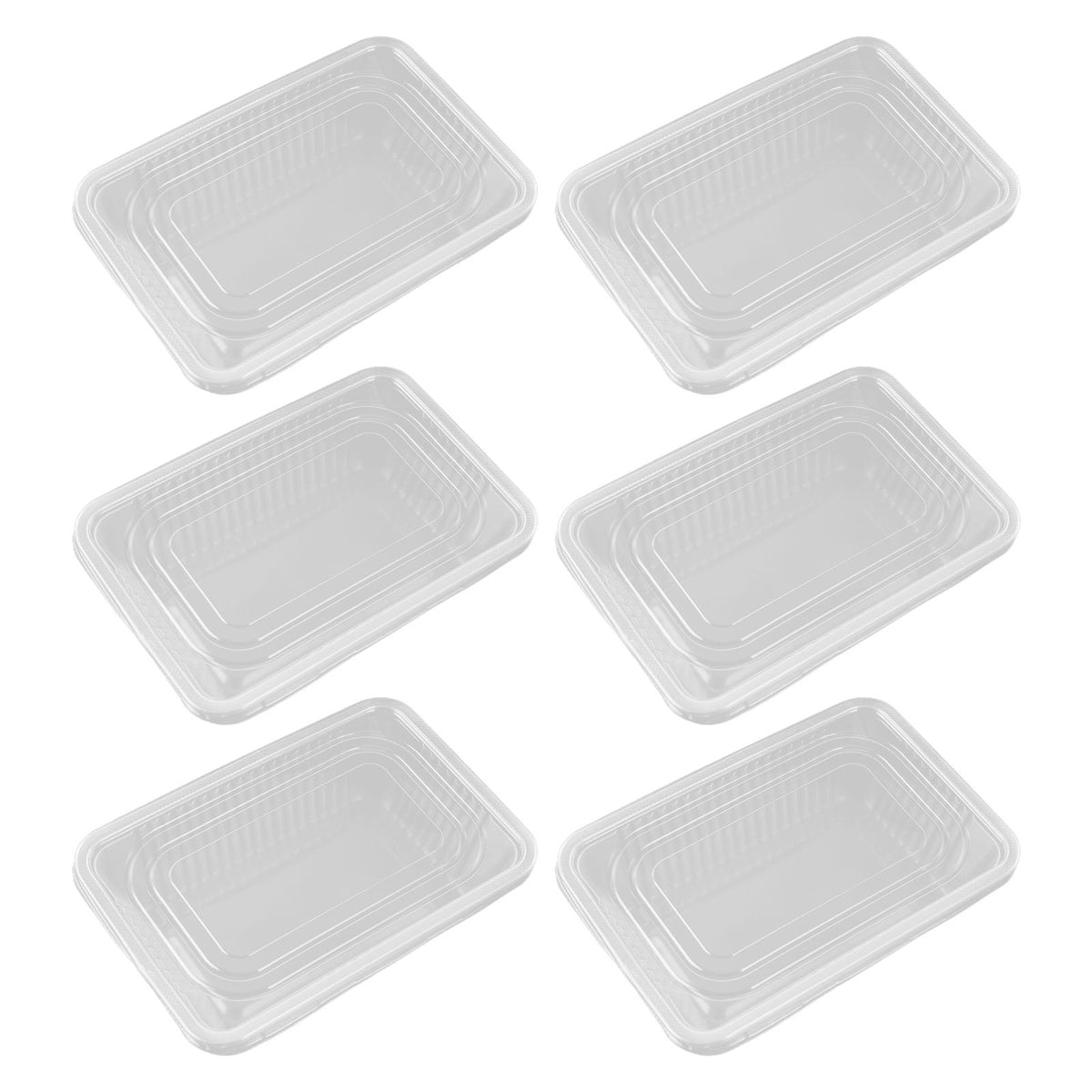 10PCS Disposable Lunch Box Microwavable Disposable Transparent Rectangular Food Container with Lid 750ML
