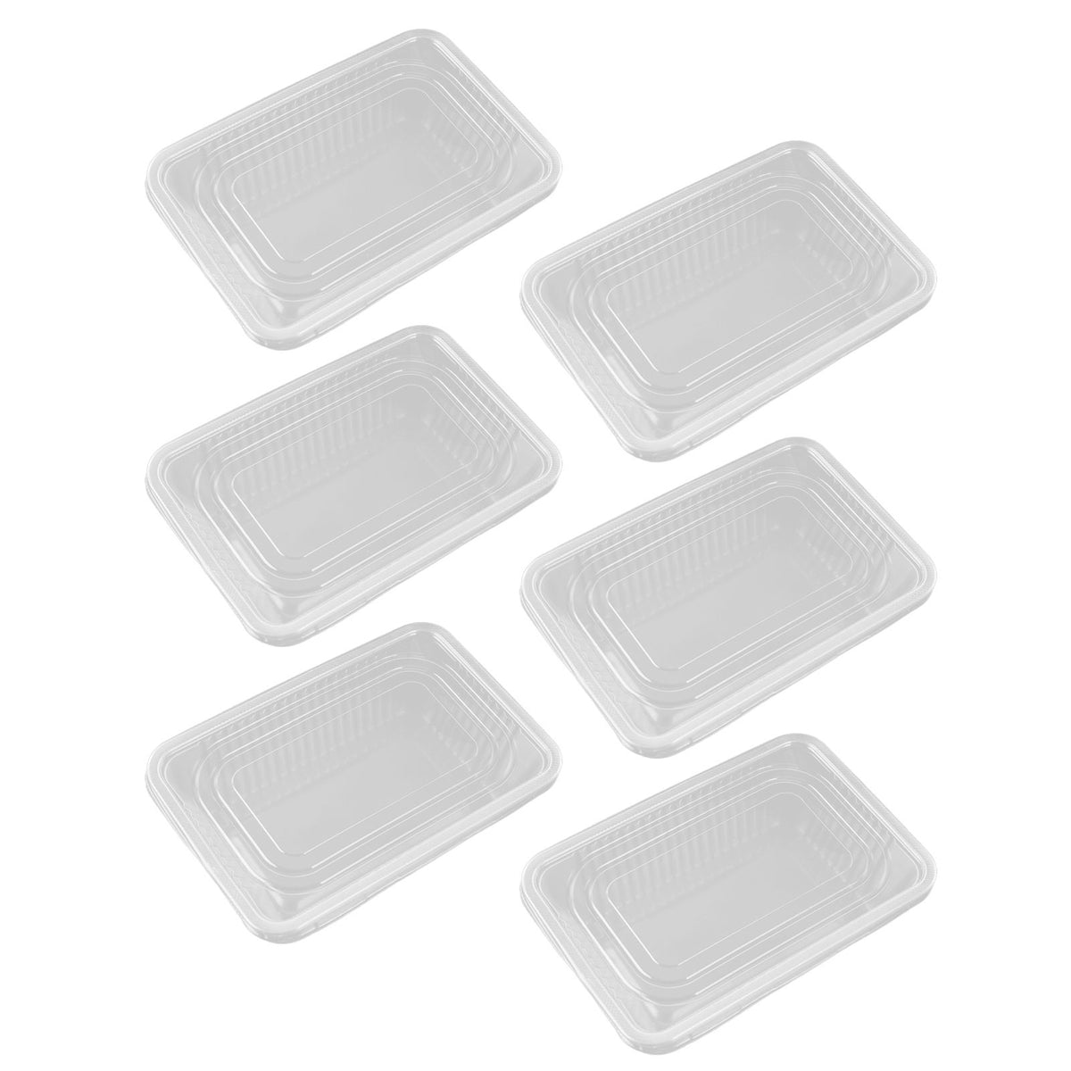 10PCS Disposable Lunch Box Microwavable Disposable Transparent Rectangular Food Container with Lid 750ML