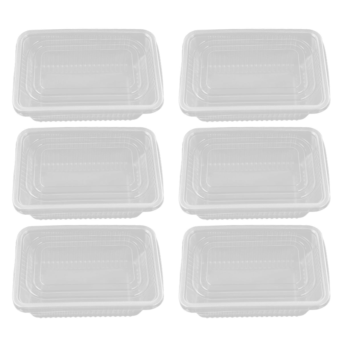 10PCS Disposable Lunch Box Microwavable Disposable Transparent Rectangular Food Container with Lid 750ML