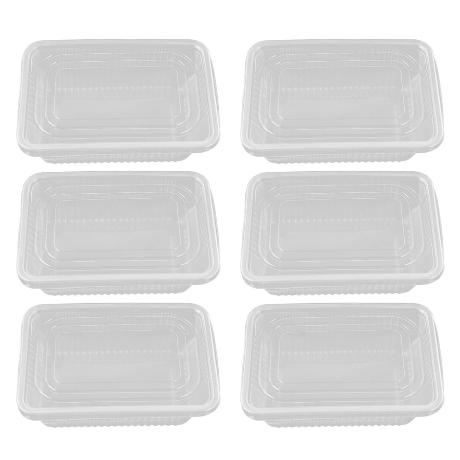 10PCS Disposable Lunch Box Microwavable Disposable Transparent Rectangular Food Container with Lid 750ML