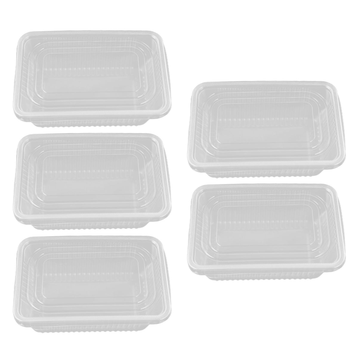 10PCS Disposable Lunch Box Microwavable Disposable Transparent Rectangular Food Container with Lid 750ML