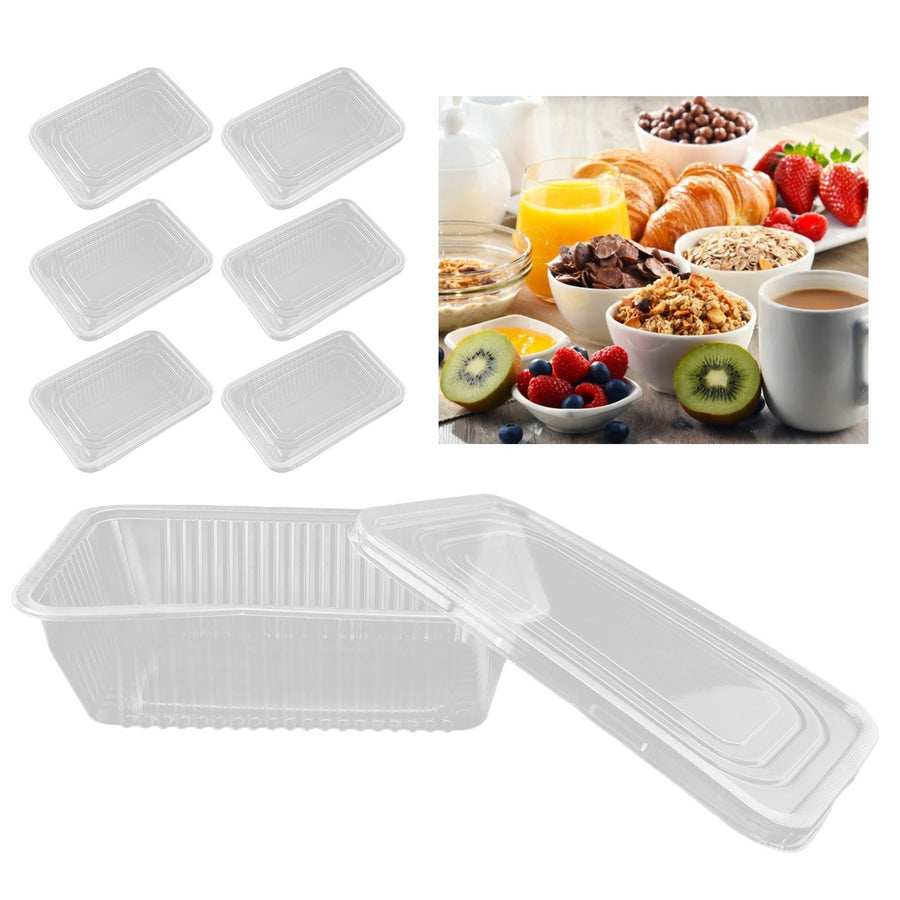 10PCS Disposable Lunch Box Microwavable Disposable Transparent Rectangular Food Container with Lid 750ML