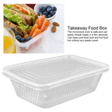 10PCS Disposable Lunch Box Microwavable Disposable Transparent Rectangular Food Container with Lid 750ML