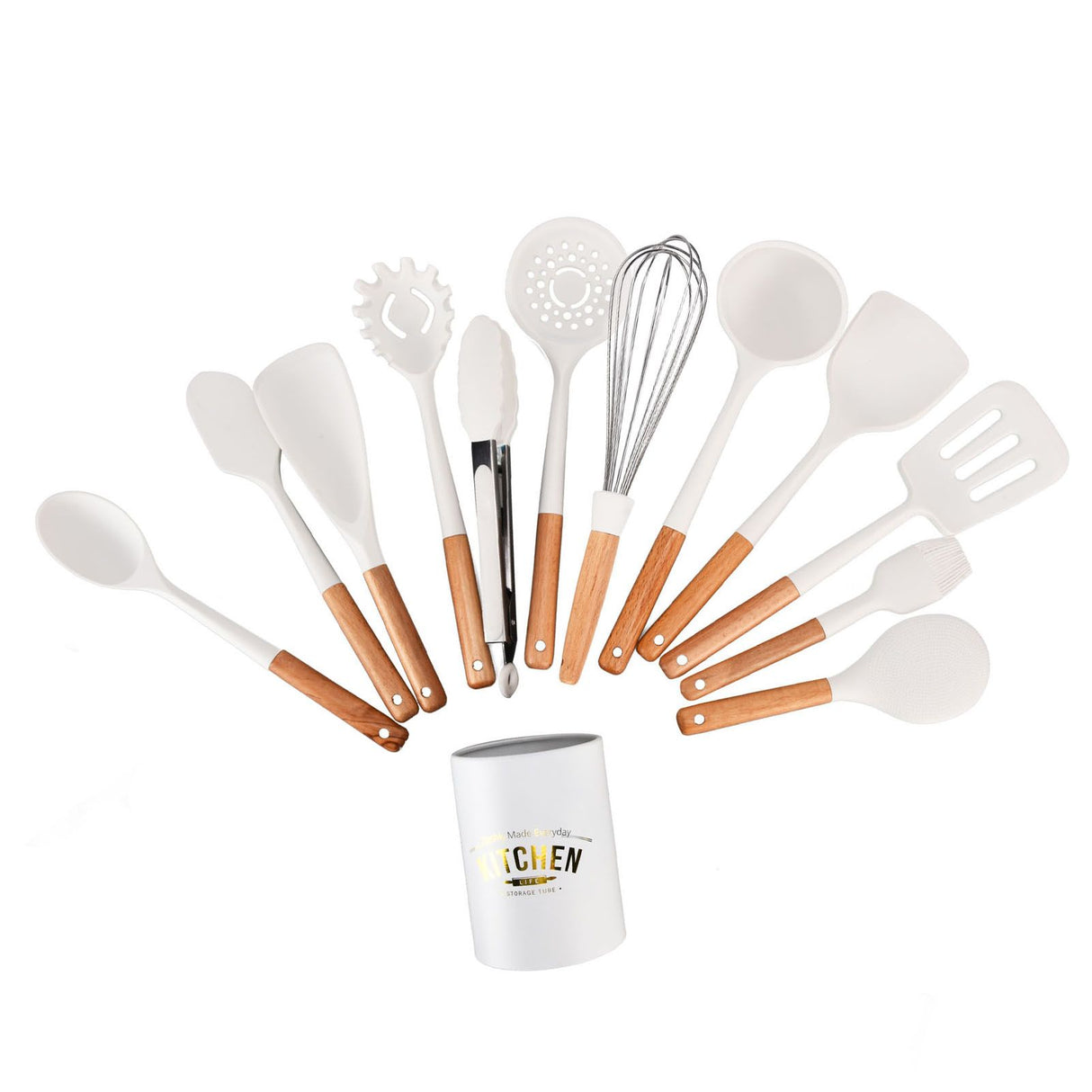12Pcs Silicone Cooking Utensil Set White Nordic Minimalist Style NonStick Kitchenware Kit for Kitchen Gadgets