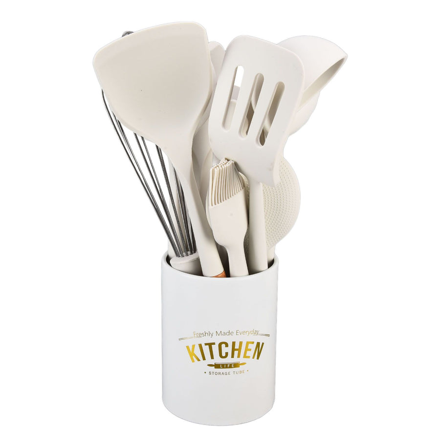 12Pcs Silicone Cooking Utensil Set White Nordic Minimalist Style NonStick Kitchenware Kit for Kitchen Gadgets