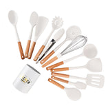 12Pcs Silicone Cooking Utensil Set White Nordic Minimalist Style NonStick Kitchenware Kit for Kitchen Gadgets