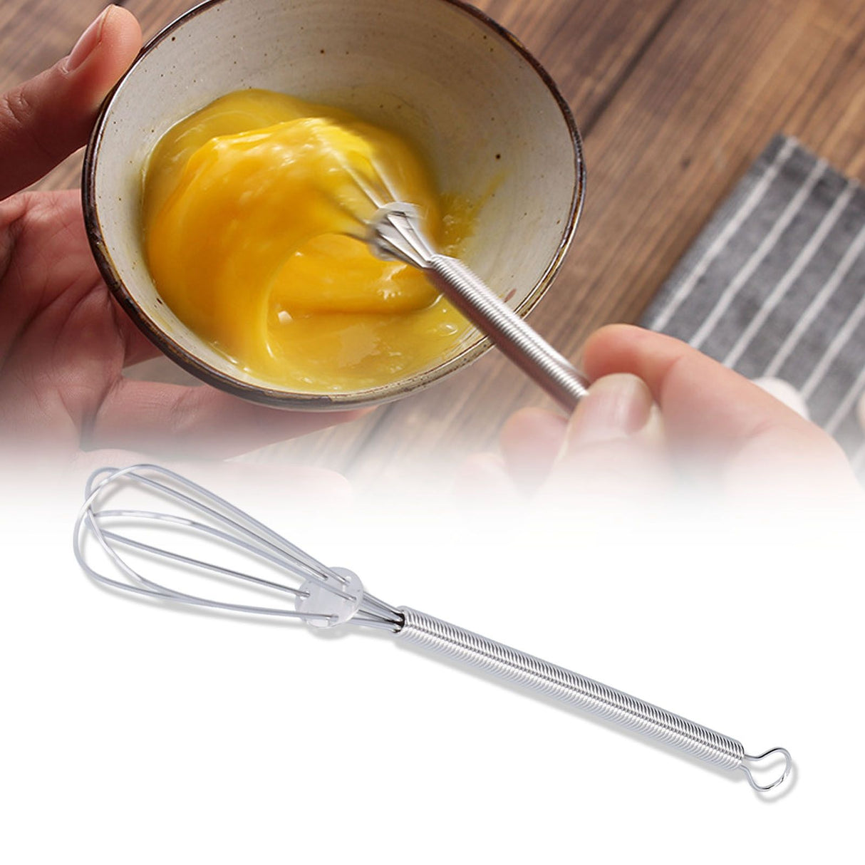 Hand Push Egg Whisk Stainless Steel Home Egg Beater for Beating Blending Whisking Beating Stirring