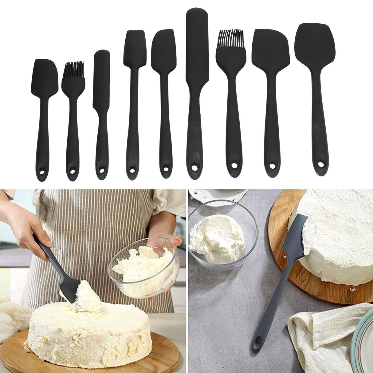 9Pcs Mini Spatula Set Flexible Hand Held Jam Cake Cream Cooking Brush for Kitchen Restaurants