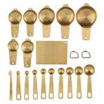 18PCS Measuring Cup Stainless Steel Gold Coffee Spoon Cup Set Baking Scale Measuring Scoop Cup Set
