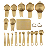 18PCS Measuring Cup Stainless Steel Gold Coffee Spoon Cup Set Baking Scale Measuring Scoop Cup Set