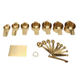18PCS Measuring Cup Stainless Steel Gold Coffee Spoon Cup Set Baking Scale Measuring Scoop Cup Set - Front View
