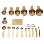 18PCS Measuring Cup Stainless Steel Gold Coffee Spoon Cup Set Baking Scale Measuring Scoop Cup Set
