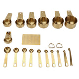 18PCS Measuring Cup Stainless Steel Gold Coffee Spoon Cup Set Baking Scale Measuring Scoop Cup Set - Side View